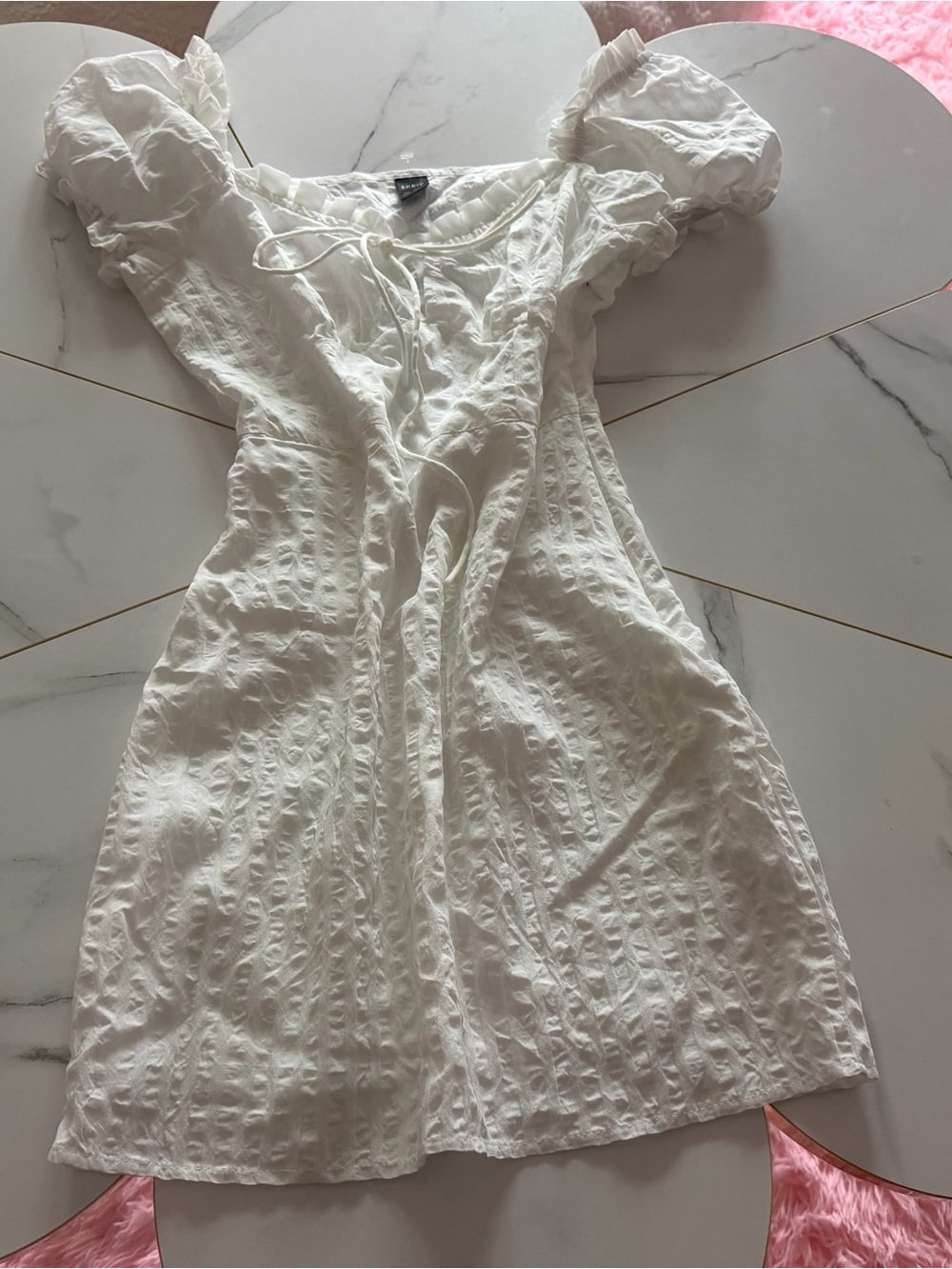 White Ruffle Tie-Front‎ Mini Dress - Picture 8 of 8